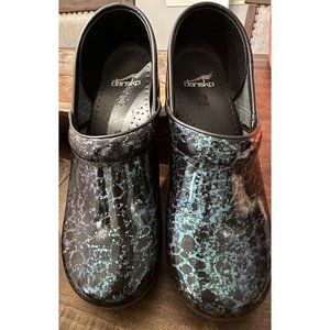 Dansko Professional Clogs Womens Size 40 US 9.5 Black Green Metallic Slip On
